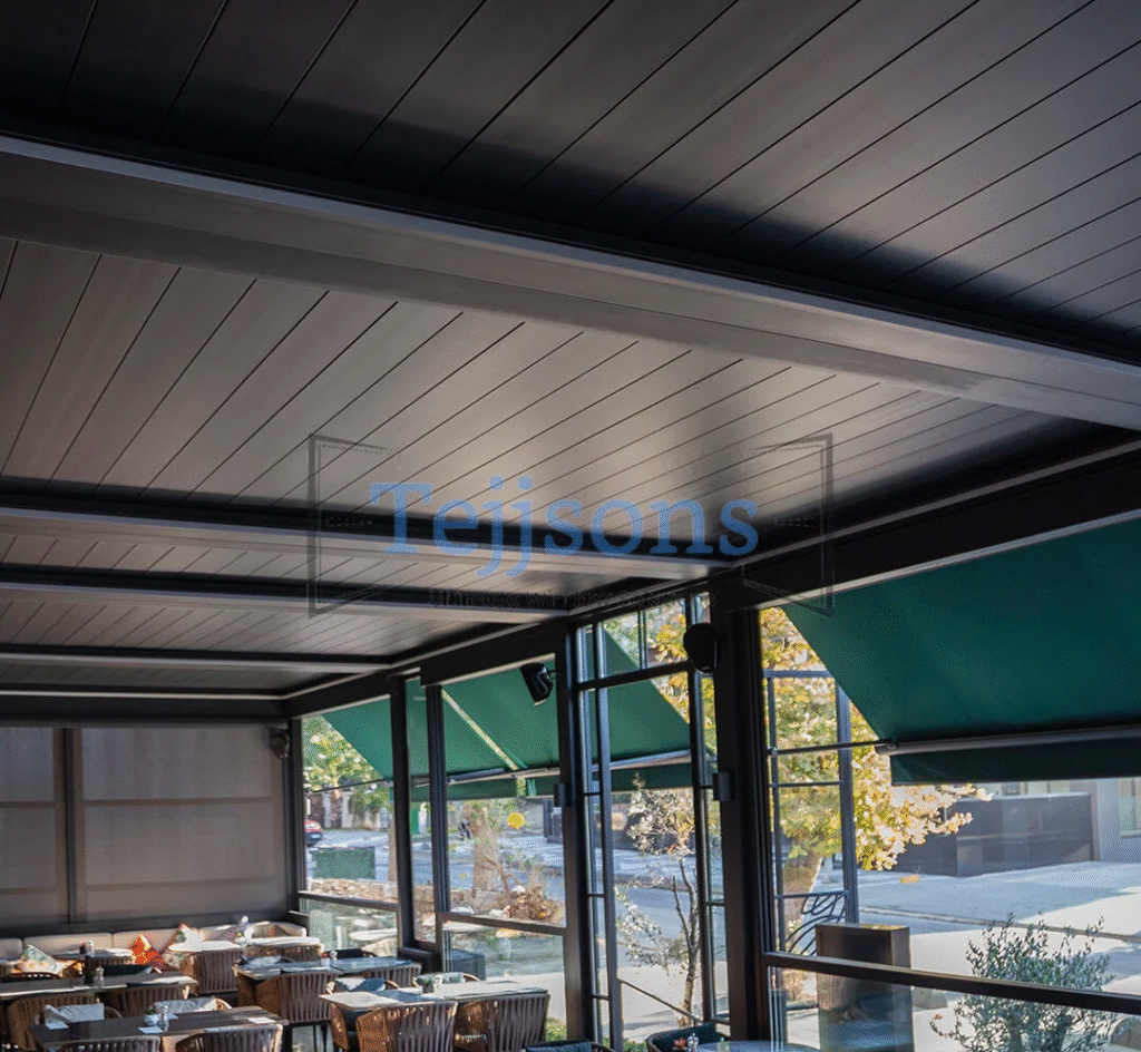 How Much Does a Bioclimatic Pergola Cost? A Complete Pricing Breakdown for Luxury Spaces 4 Automated pergola with clean aluminium finish and closed roof panels