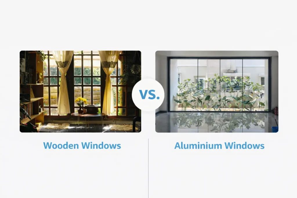 Comparison between aluminium windows vs wooden windows
