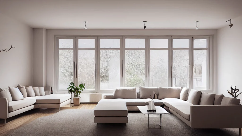 Large casement windows installed in the modern living room
