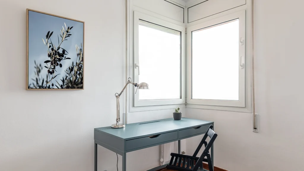 Single casement windows installed in study room