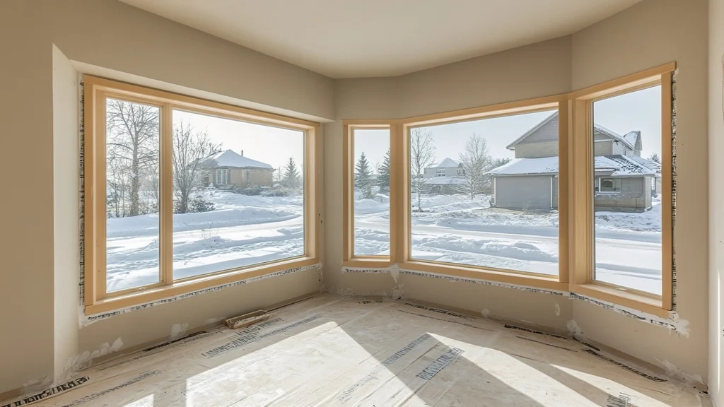 Triple casement windows with panoramic snowy outdoor views
